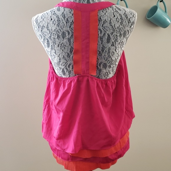Layered pink and orange tank top. - Picture 4 of 7